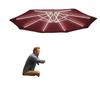 10 ft Offset Patio Umbrella with Solar Light, Garden Hanging Parasol with 360° Rotation, Tilt, Cover, Wine Red
