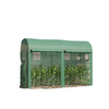 Outdoor Garden Greenhouse, Steel Greenhouse tent with 2 Doors and 4 Windows for Backyard, Patio, 9.8'x3.3'x6.6', Green