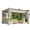 10' x 13' Pergola with Retractable Canopy and Curtains, UPF30+ Sun Shade Shelter for Grill, Garden, Backyard, Deck