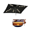 6.5x10ft Patio Umbrella, Rectangle Tilt Outdoor Market Parasol with LEDs, Black