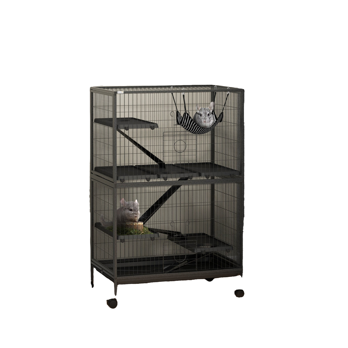 5-Tier Rolling Small Animal Cage, Deluxe Guinea Pig Cage, Ferret Cage for Mink Chinchilla Kitten Rabbit, Grey