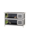 2 Tier Wooden Rabbit Hutch Bunny Pet House Wooden Coop Run, Grey