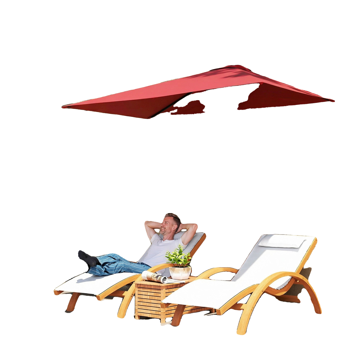 8ft Half Round Umbrella Outdoor Balcony Parasol Patio Garden Outdoor Window Sun Shade w/ 5 Ribs
