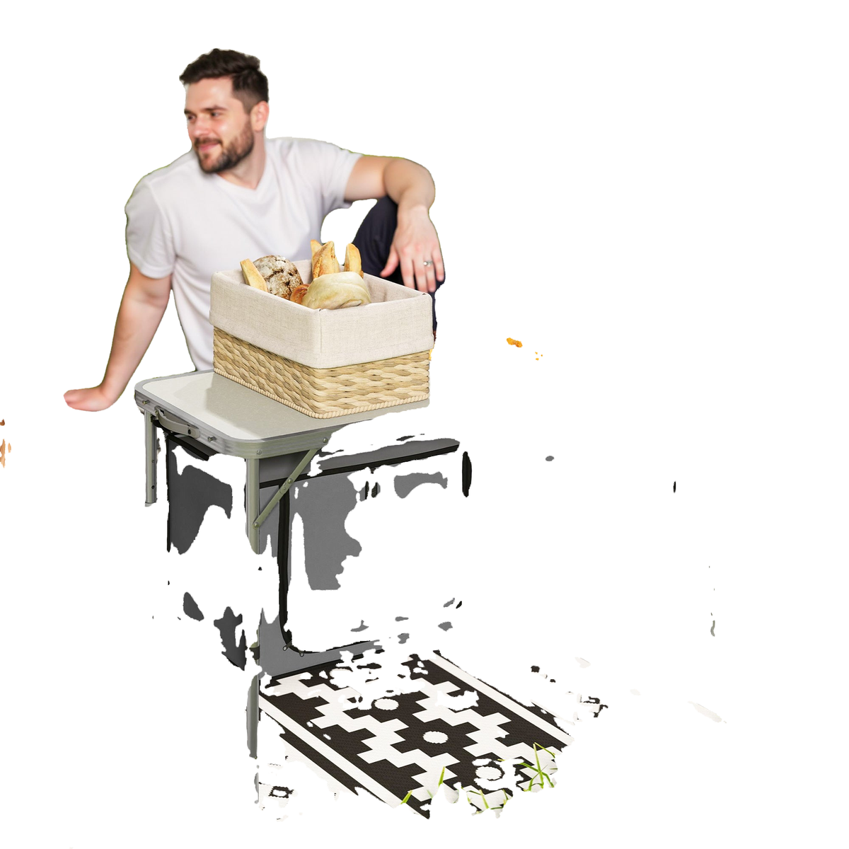 Outdoor Aluminum Folding Picnic Table Height Adjustable with Storage Organizer BBQ Camping
