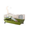 Small Animal Cage, Rolling Bunny Cage, Guinea Pig Cage with Food Dish, Water Bottle, Hay Feeder, Platform, Ramp, Green