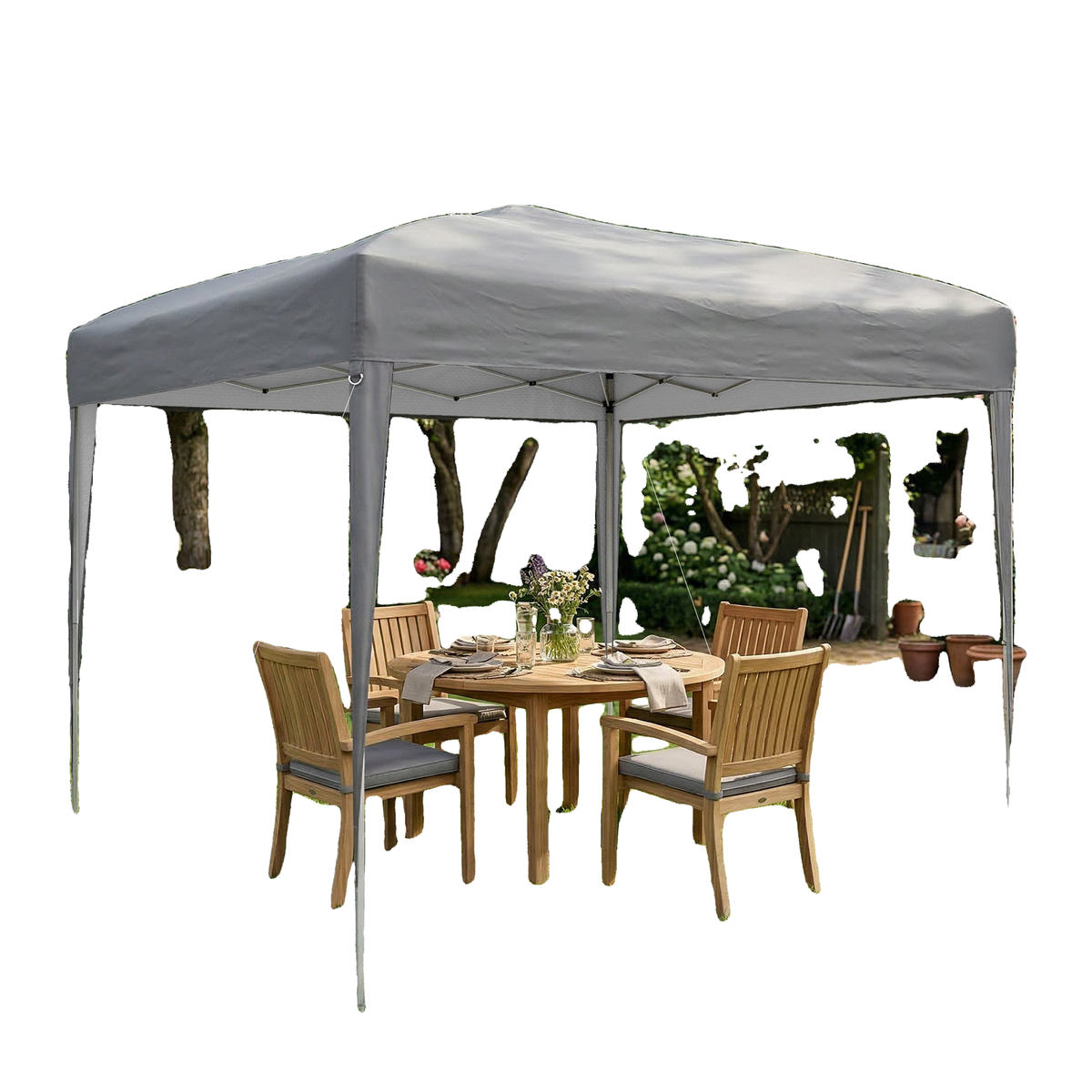 10 x 10ft Folding Pop Up Tent Outdoor Gazebo Canopy with Carrying Bag, Grey