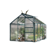 6' x 10' x 6.6' Polycarbonate Greenhouse, Walk-In Green House Kit Garden, Plants Grow, Galvanized Sheet Aluminum Frame with Rain Gutter, Vents and Sliding Door, Green
