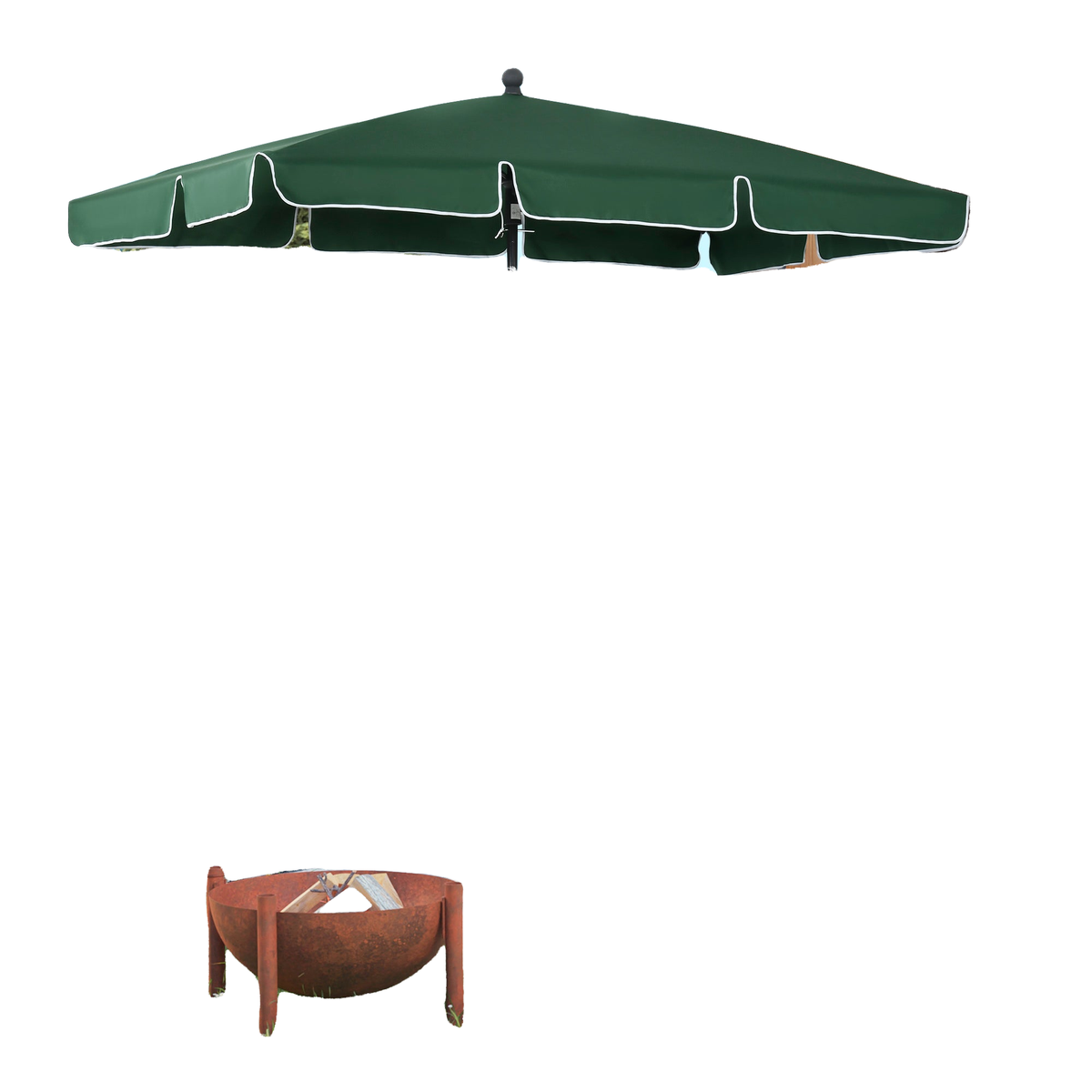 6.5x4ft Rectangle Patio Umbrella Aluminum Tilt Adjustable Garden Parasol Sun Shade Outdoor Canopy Green