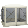 Pop-Up Tent, Foldable Screen Tent with Carry Bag, Zippered Door and Ground Stakes, Fits 3-4 People, Beige