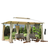 10' x 13' Double Roof Patio Gazebo, Outdoor Gazebo with Curtains, for Garden, Lawn, Backyard and Deck, Cream White