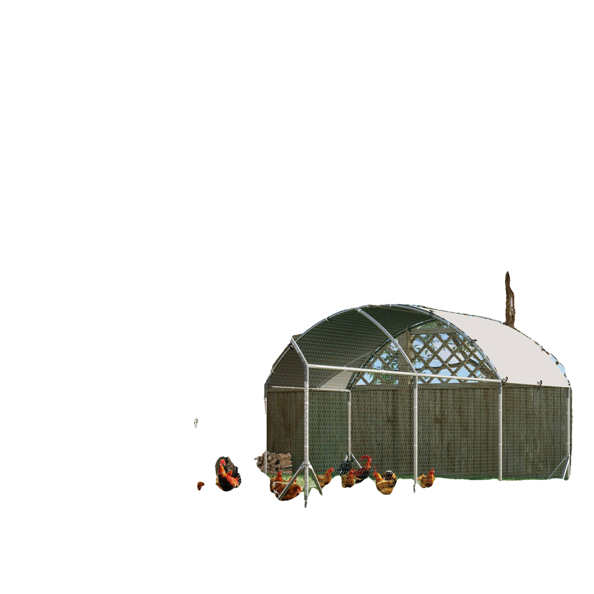 9.2' x 18.7' x 6.5' Silver Galvanized Chicken Coop with Cover