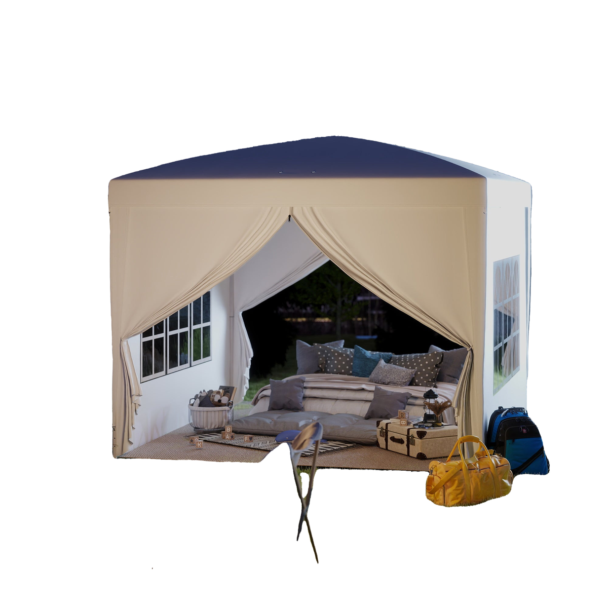 9.7' x 9.7' Outdoor Pop Up Party Tent Wedding Gazebo Canopy with Carrying Bag (White)