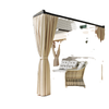 10' x 10' Retractable Pergola Canopy with Sidewalls, Metal Outdoor Gazebo Sun Shade Shelter, Beige