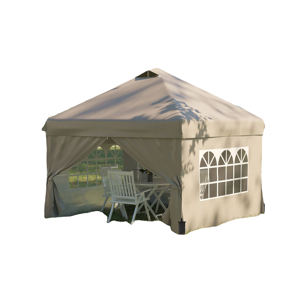 10' x 10' Pop Up Canopy Tent, Instant Sun Shelter, Tents for Parties, with Wheeled Carry Bag, for Outdoor, Garden, Patio, Beige