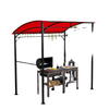 7' x 5' Garden Grill Canopy, BBQ Grill Gazebo Tent with Steel Frame and Hooks, Outdoor Sun Shade, Wine Red