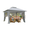 12' x 12' Foldable Pop-up Party Tent Instant Canopy Sun Shade Gazebo Shelter Steel Frame Oxford w/ Roller Bag, Light Grey