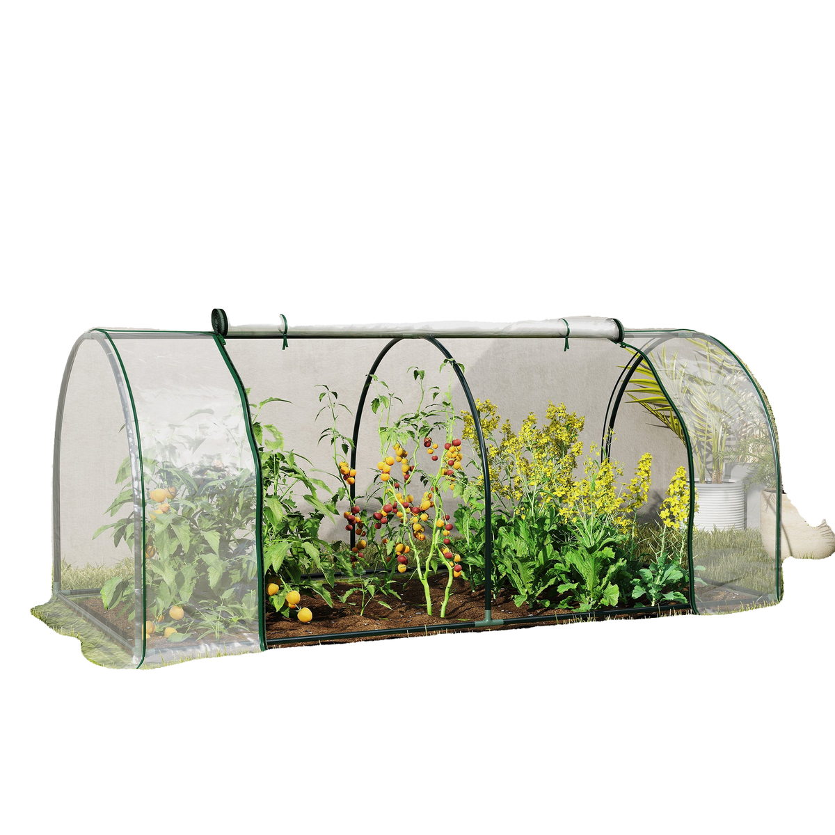 6' x 3' x 2.6' Mini Greenhouse Portable Hot House for Plants with Zippered Doors for Outdoor, Indoor, Garden, Clear