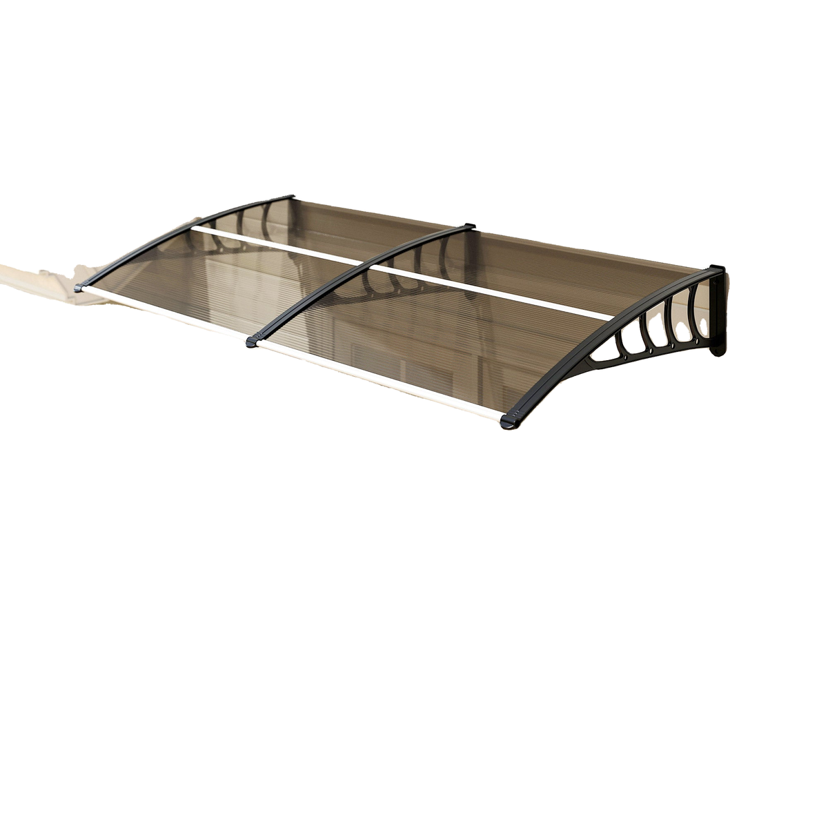 Window Awning Door Canopy, Polycarbonate Front Door Outdoor Patio Cover, Sun Shelter, Hollow Sheet for UV, Rain, Snow and Sunlight Protection, Brown, 40" x 80"