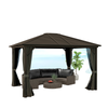 10' x 12' Deluxe Hardtop Gazebo with Metal Roof, Aluminum Frame Patio Gazebo Garden Sun Shelter Outdoor Pavilion with Curtains and Netting, Grey