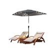 9ft Dark Grey Half Patio Umbrella with Solar LED Lights
