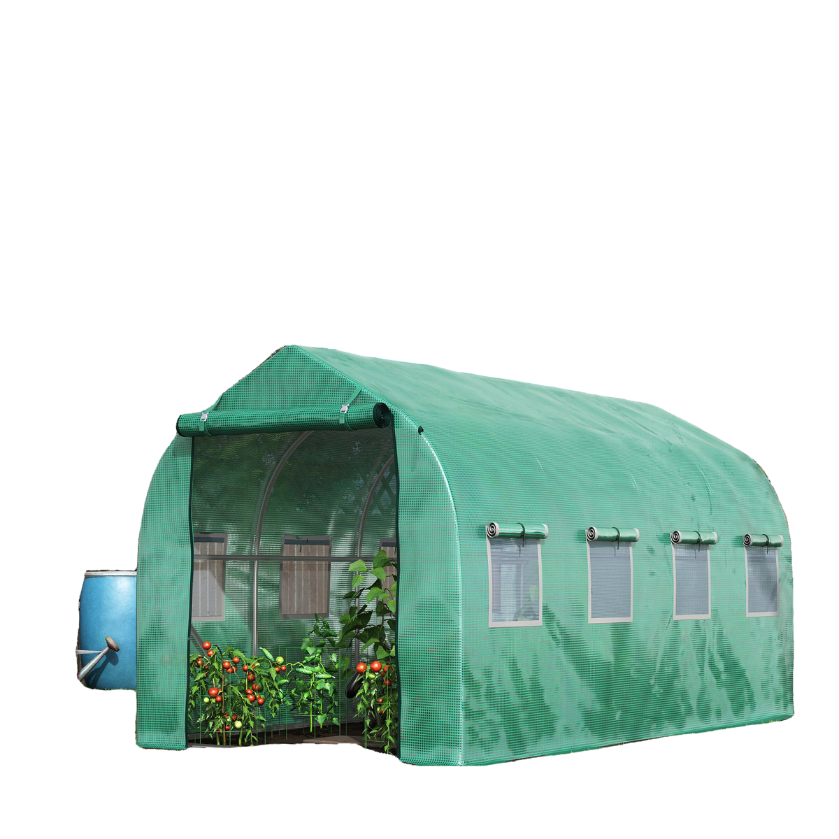 13'x6.6'x6.6' Polytunnel Greenhouse Walk in Greenhouse with Windows, Door & Wind Resistance Level 5, Green