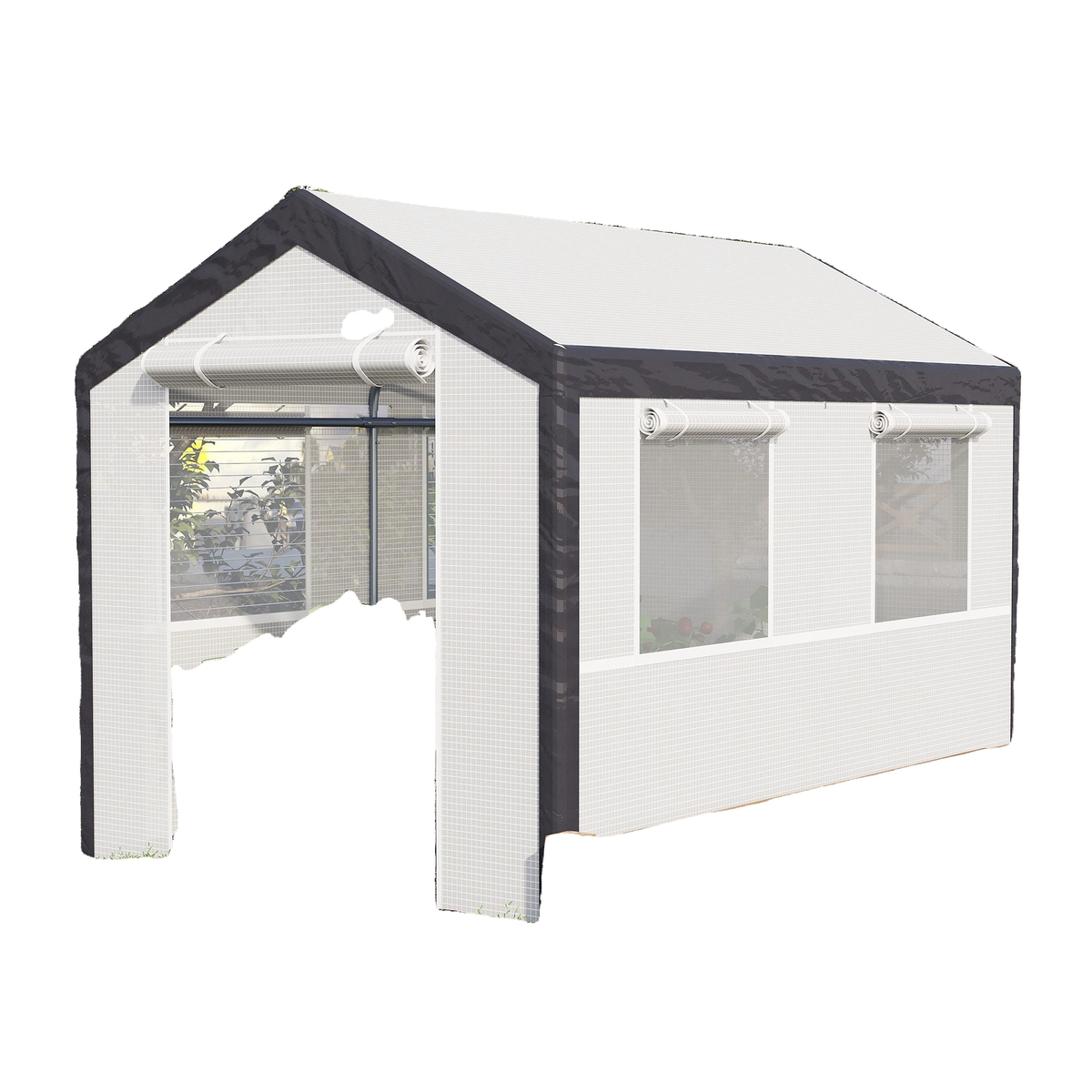 6.6' x 10' x 7' Heavy Duty Walk-In Greenhouse Vegetable Seed Growth Tent Outdoor Plant Growing Tunnel Warm House Flower Shed Backyard White