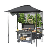 8' x 5' Barbecue Gazebo, 2-Tier BBQ Gazebo with 2 Side Shelves, Storage Basket, Hanging Hooks, Dark Grey