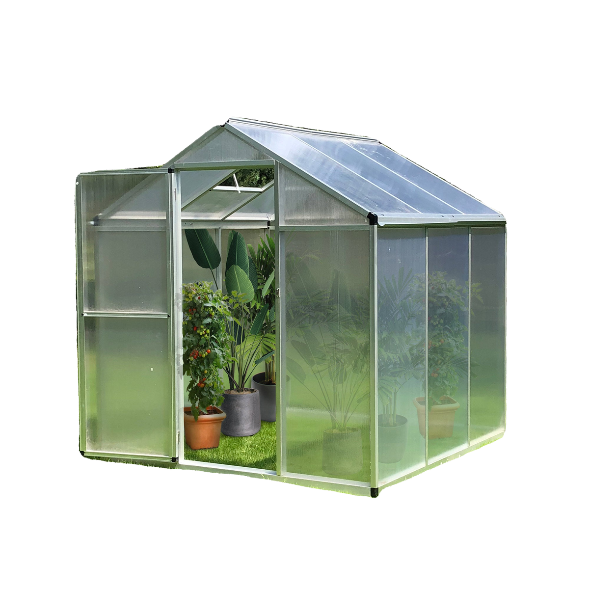 6' x 6' x 6.4' Walk-in Garden Greenhouse Polycarbonate Panels Plants Flower Growth Shed Cold Frame Outdoor Portable Warm House