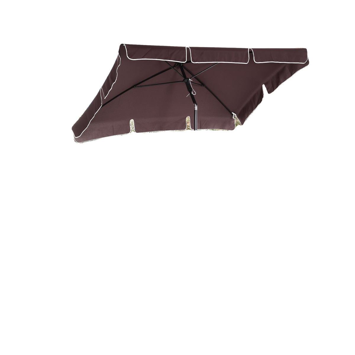 6.5x4ft Rectangle Patio Umbrella Aluminum Tilt Adjustable Garden Parasol Sun Shade Outdoor Canopy Coffee