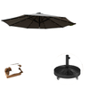 Round Umbrella Base with Wheels, Cement-Filled 55 lbs Parasol Stand, Black - Great for Garden and Patio