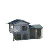 Wood Rabbit Hutch Backyard Bunny Cage Small Animal House Asphalt Roof w/ Ramp and Outdoor Run Dark Grey