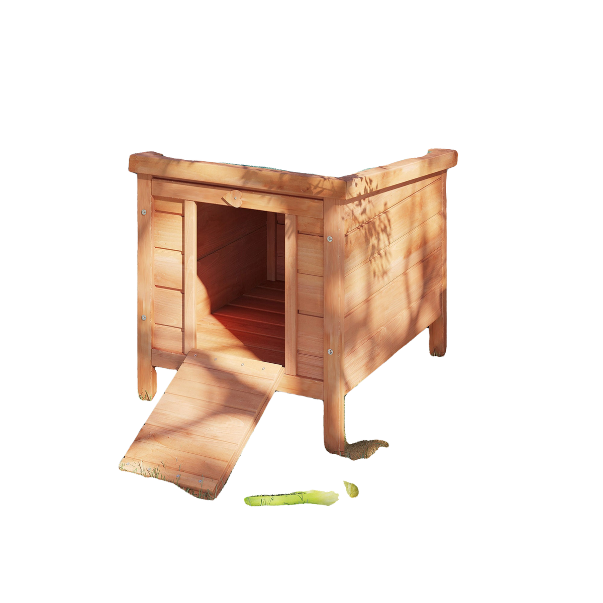 Wooden Rabbit Hutch, Bunny Cage with Waterproof & Openable Asphalt Roof, Outdoor Cat House Guinea Pig Cage Duck Shelter, Indoor Outdoor Use, 20" x 16.5" x 17", Orange
