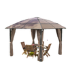 10' x 10' Outdoor Hardtop Gazebo Canopy with UV60+ Polycarbonate Roof, Steel Frame, Central Hook, Curtains, Khaki