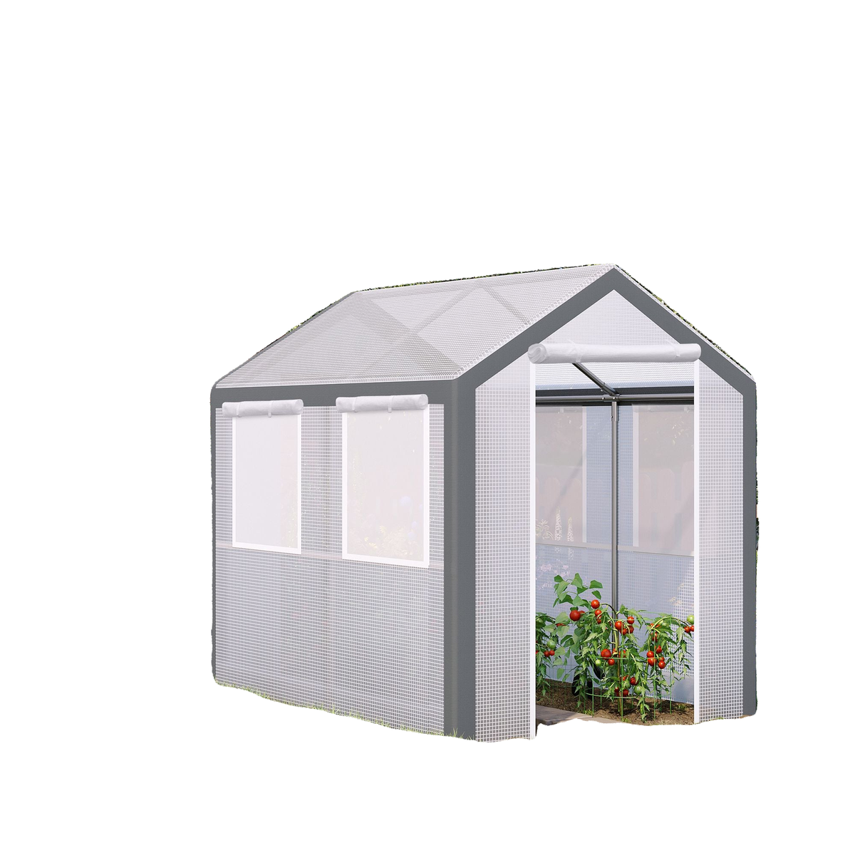 8' x 6' x 7.5' Heavy-duty Walk-in Greenhouse Outdoor Vegetable Plants Growing Warm House Seed Plant Growth Tent Polytunnel Shelter White