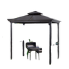 Outdoor Hardtop Grill Gazebo Cooking BBQ Canopy w/ 6 Hooks for Utensils and Double Vented PC Roof, Coffee