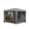 10' x 10' Outdoor Patio Gazebo Double Soft-top Garden Shelter Tent with Curtains, & Mesh Screen Drapes, Light Grey