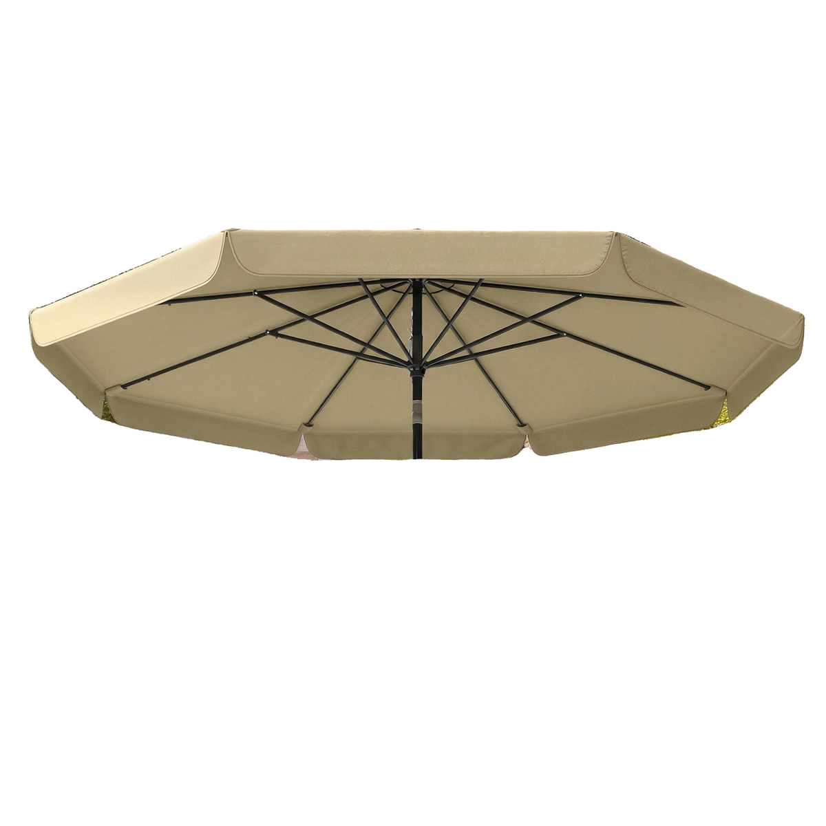 10 ft Patio Umbrella with Push Button Tilt and Crank, Outdoor Market Table Umbrella Parasol, Khaki