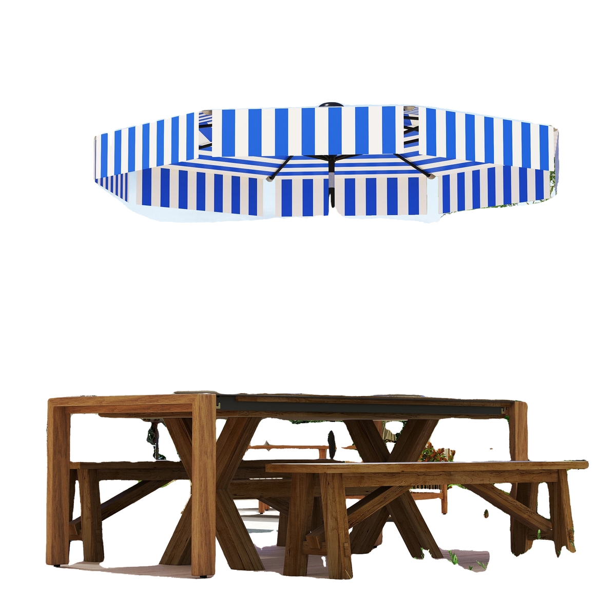 8.7FT Tilting Patio Umbrella with 8 Ribs, Crank Handle, Air Vent for Outdoor, Garden and Pool, Navy Blue