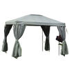 10' x 10' Patio Gazebo Outdoor, Canopy Shelter with Double-tier Roof, Pavilion Sidewalls for Garden Events, Dark Grey