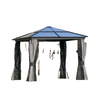 10x10ft Hardtop Gazebo with Aluminum Frame, Polycarbonate Gazebo Canopy with Curtains and Netting