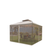 10' x 10' Steel Outdoor Patio Gazebo Canopy with Removable Mesh Curtains, Display Shelves, & Steel Frame, Brown