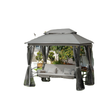 3 Person Outdoor Patio Daybed, 3 in 1 Canopy Gazebo Swing Chair Garden Hammock with Sun Shade, Mesh Mosquito and Net, Dark Grey