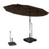 Square Plastic Patio Umbrella Base with Adjustable Wheels, Handle, Outdoor Patio Umbrella Stand, Filled Up to 121lb with Stand, 99lb with Water for Garden Poolside, Black