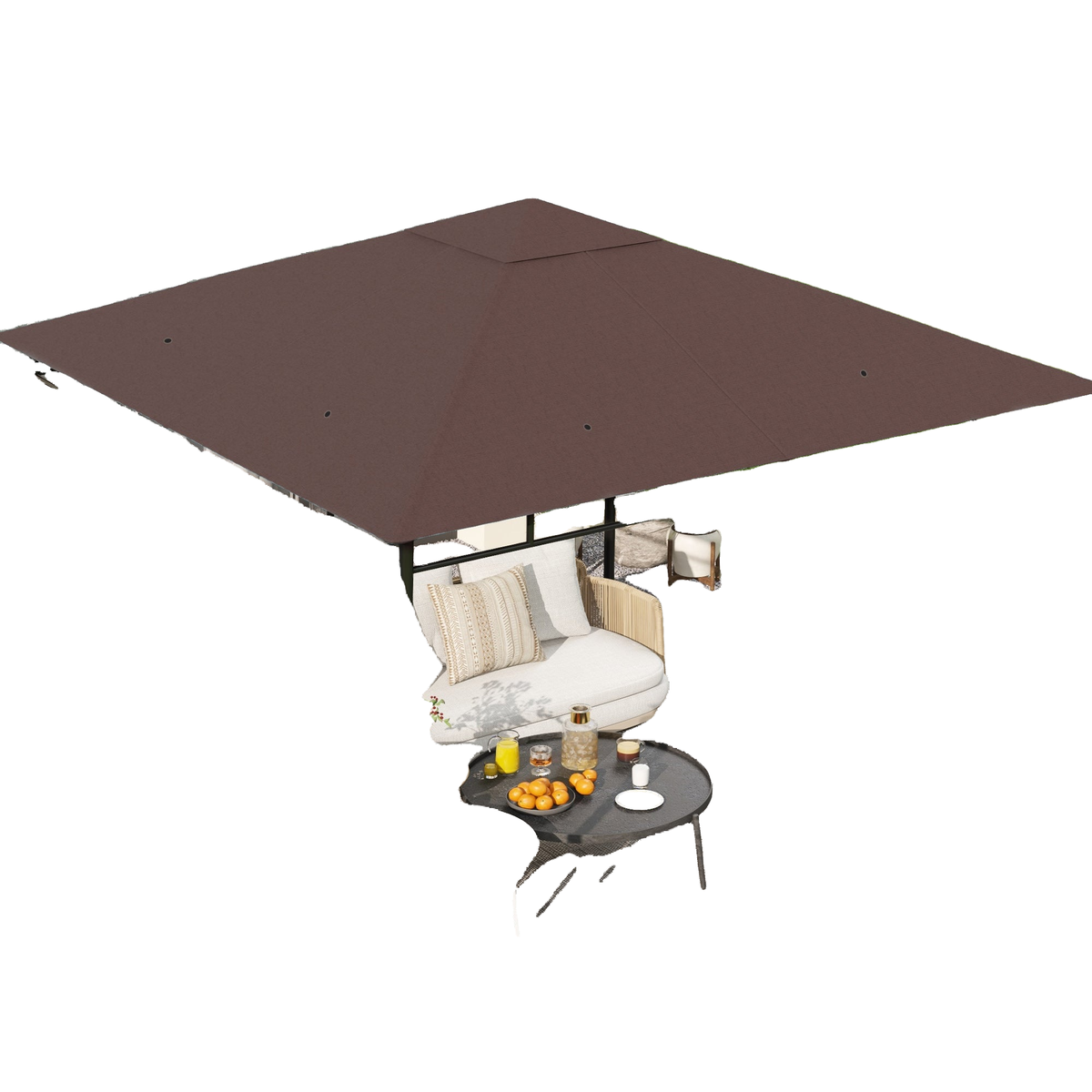 10' x 10' Square Gazebo Canopy Replacement UV Protected Top Cover Sun Shade Coffee