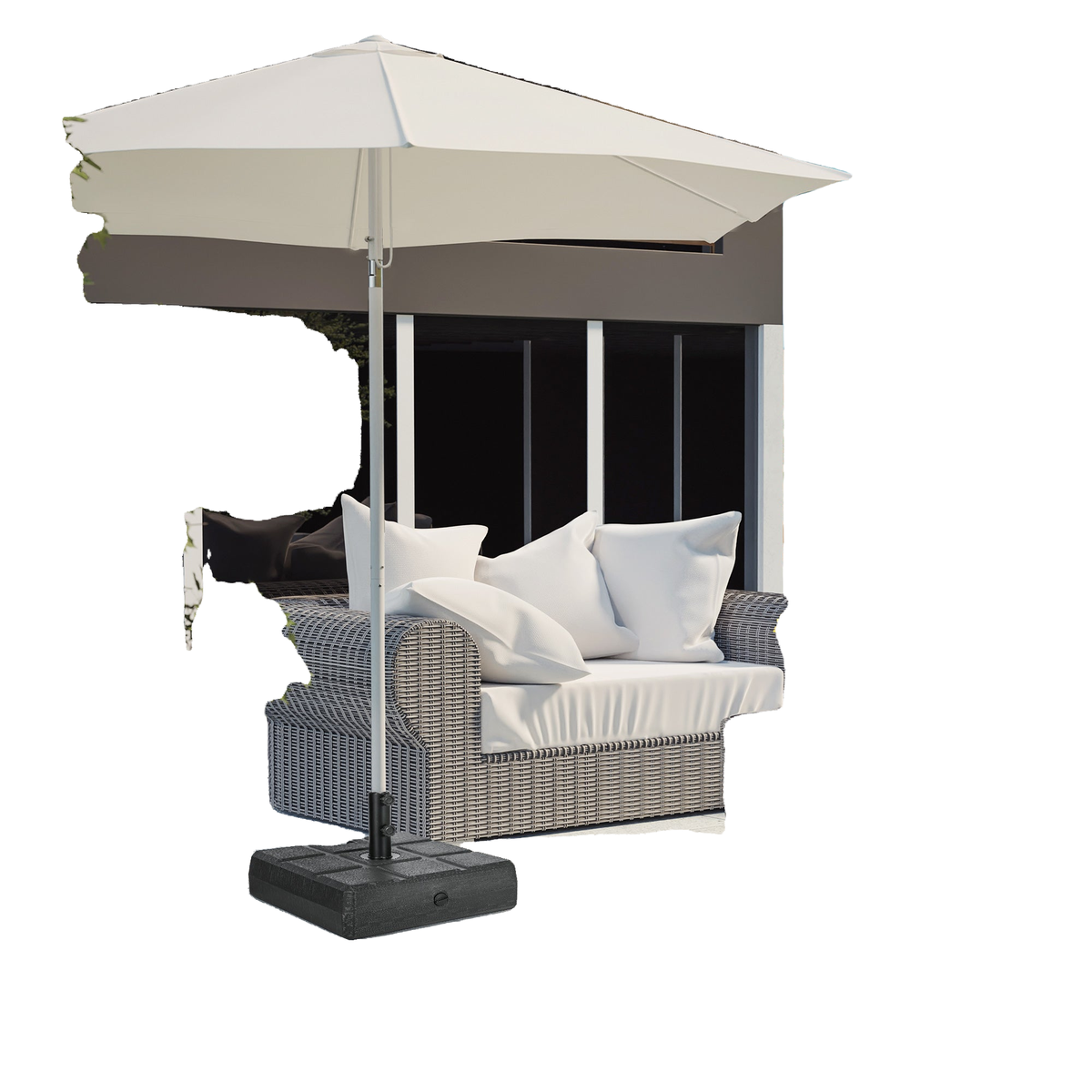 Umbrella Stand for 1.5" or 1.9" Umbrella Poles, Fillable Umbrella Base, Black