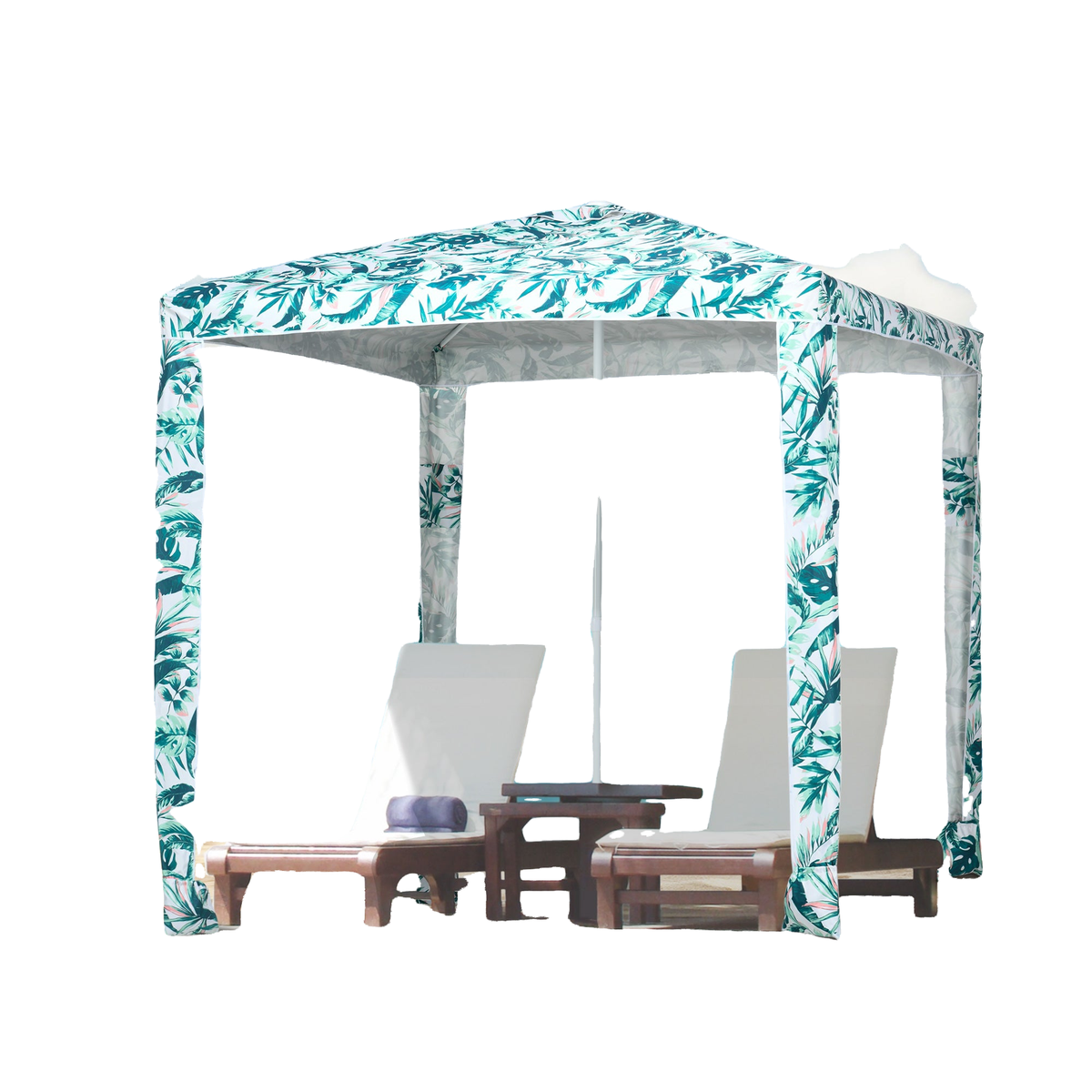 Beach Umbrella, 6.5' Easy-Assembly Sun-Shade Shelter with Sandbags and Carry Bag, Cool UV50+, Green