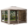 10' x 10' Patio Gazebo Pavilion, 2-Tier Roof Canopy Outdoor Event Party Tent with Steel Frame for Garden, Yard and Sun Shade Use, Brown
