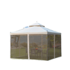 10' x 10' Steel Outdoor Patio Gazebo Canopy with Removable Mesh Curtains, Display Shelves, & Steel Frame, Beige