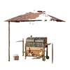 8' x 5' BBQ Grill Gazebo Tent with Double Tiered Canopy for Outdoor Sun Shade, Coffee