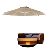 LED Patio Umbrella, Lighted Deck Umbrella with 4 Lighting Modes, Solar & USB Charging, Khaki